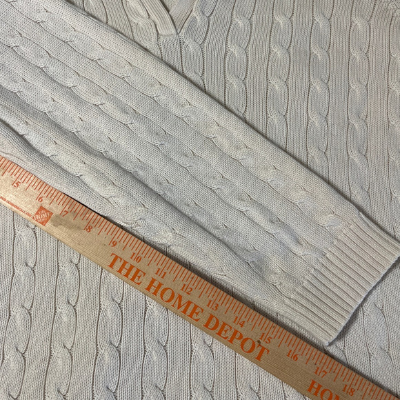 Lauren Ralph Lauren Ivory Cable Knit Pullover Sweater Size 2X Heavy V-Neck Prep - Picture 6 of 8